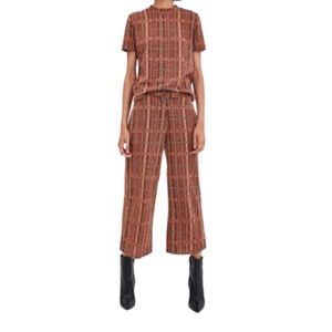Zara Trafaluc Jacquard Plaid Pants & Top Set